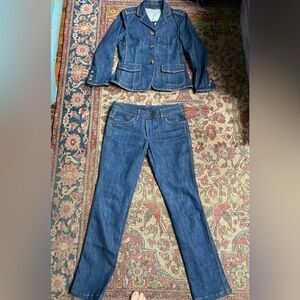 Theory “Canadian Tuxedo” jeans and jean blazer